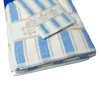 Juego de toallas rayas azul y beige. 3 piezas - 1