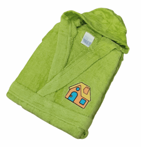 Albornoz infantil terciopelo verde. Tallas: 6 y 8 sños