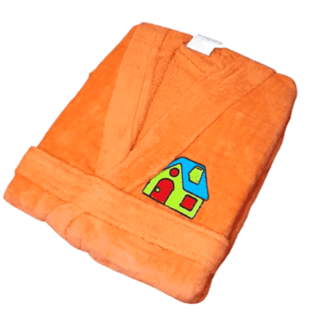 Albornoz infantil terciopelo naranja com capucha. Talla 6 - 1