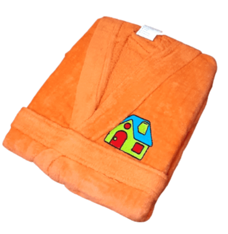 Albornoz infantil terciopelo naranja com capucha. Talla 6 - 2