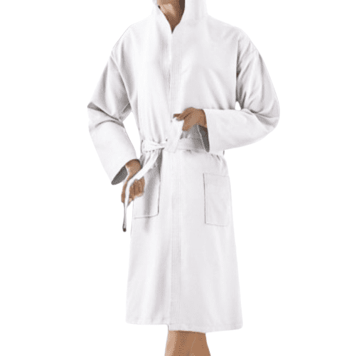 Albornoz microfibra blanco con capucha. Tallas L y XL