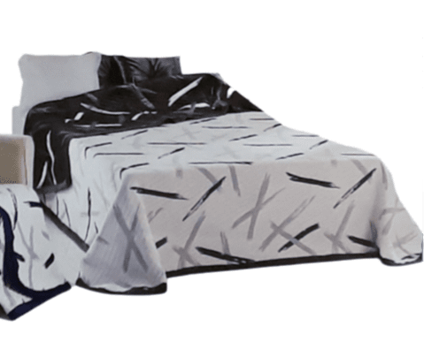 Colcha reversible gris trazas. Cama 90