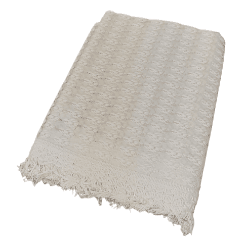 Colcha de encaje con flecos beige. Cama 80 - 1