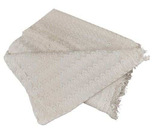 Colcha de encaje con flecos beige. Cama 80 - 4