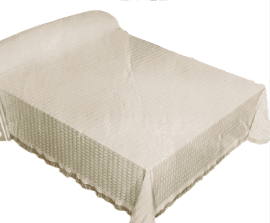 Colcha de encaje con flecos beige. Cama 80 - 5