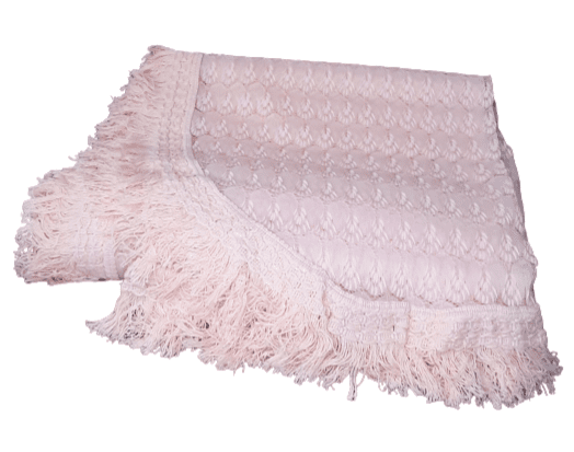Colcha encaje rosa con flecos. Cama - 1