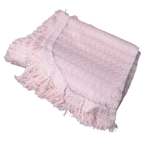Colcha encaje rosa con flecos. Cama - 3