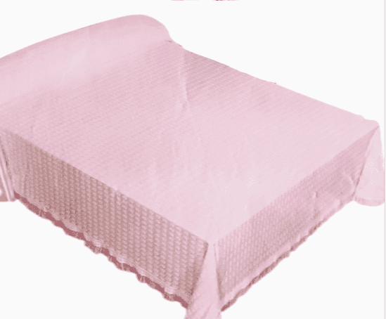 Colcha encaje rosa con flecos. Cama - 5