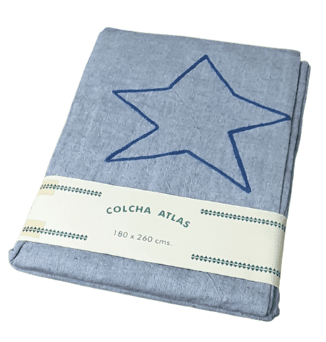 Colcha multiusos azul con estrellas.  Cama 90 - 1