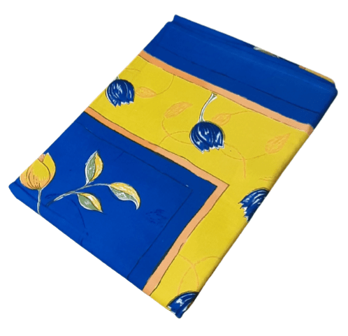 Colcha India multiusos azulón flores amarillo.  173 x 260 - 3