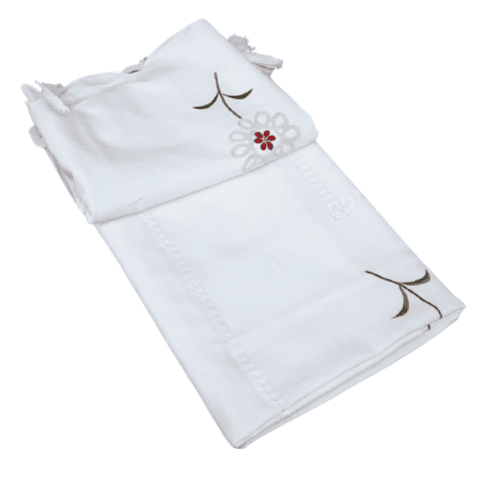 Cortina bordada flor roja - 1