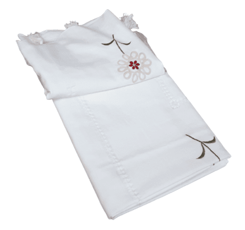 Cortina bordada flor roja - 3