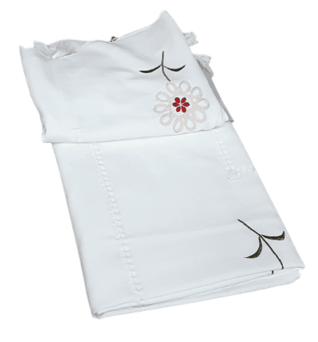 Cortina bordada flor roja - 4