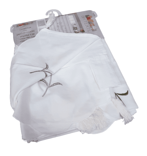 Cortinas bordadas flor azul - 1