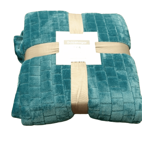 Manta fina cama azul verdoso - 1