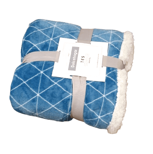 Manta sherpa rombos azul - 3