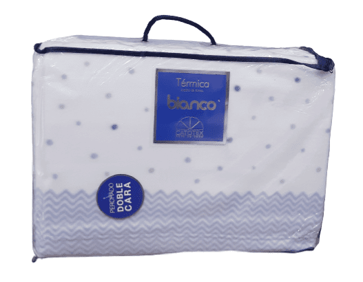 Juego sábanas Pirineos topos azul - 1