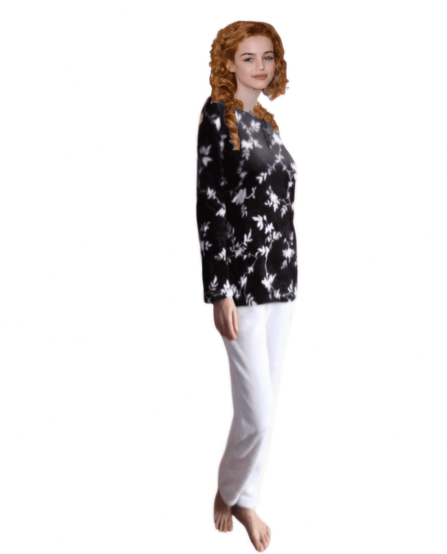 Pijama mujer invierno negro tacto muflón