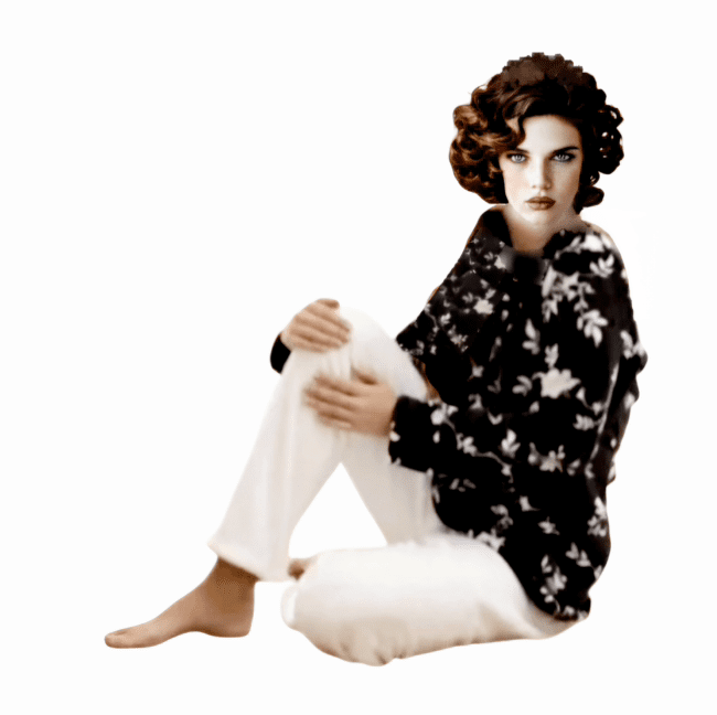 Pijama mujer invierno negro tacto muflón - 1