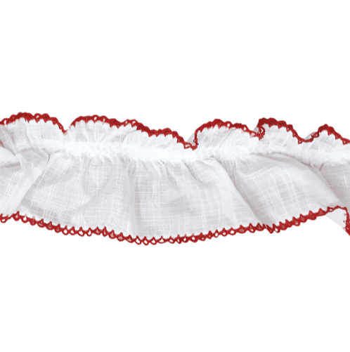 Volante tela Blanca ribete rojo