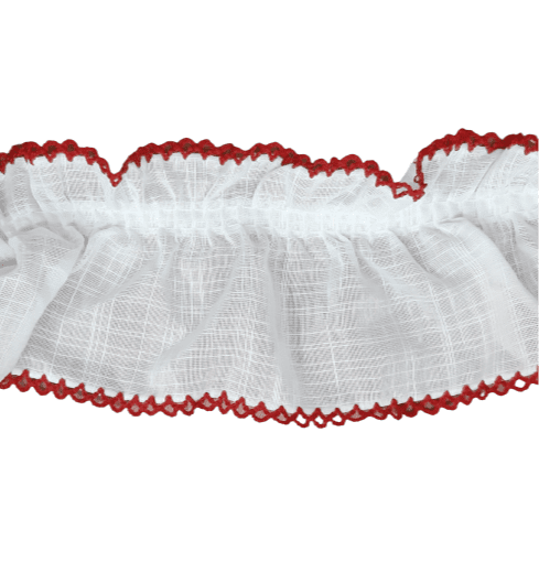 Volante tela Blanca ribete rojo - 1