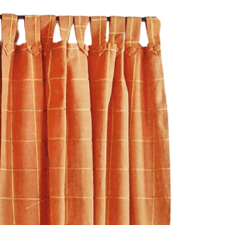 Cortina naranja presillas cuadros verdes - 4