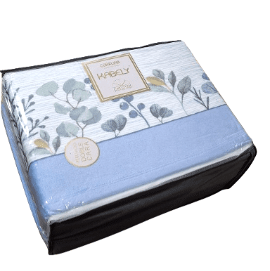 Juego de sábanas coralina hojas azul. Cama 150 - 1