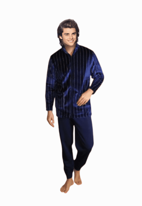 Chaqueta tacto muflón azul rayas - 4