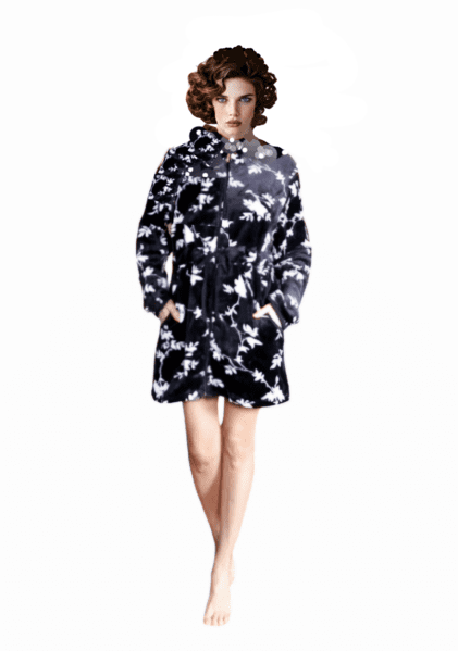 Bata negra tacto muflón flores blancas