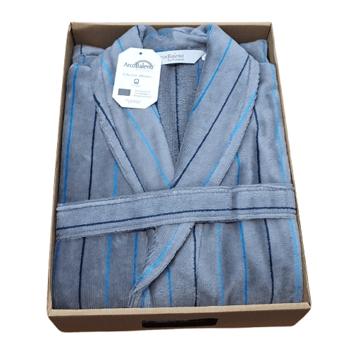 Albornoz azul rayitas turquesas XL - 2