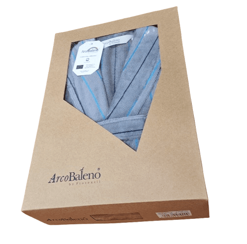 Albornoz azul rayitas turquesas XL - 3