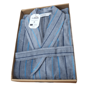 Albornoz azul rayitas turquesas XL, XXL - 4