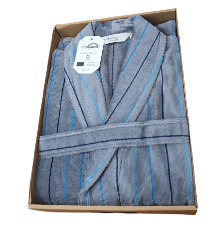 Albornoz azul rayitas turquesas XL - 4