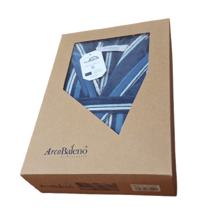 Albornoz azul rayitas blancas y turquesas - 3