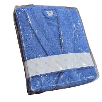 Albornoz rizo algodón peinado azul XL - 2