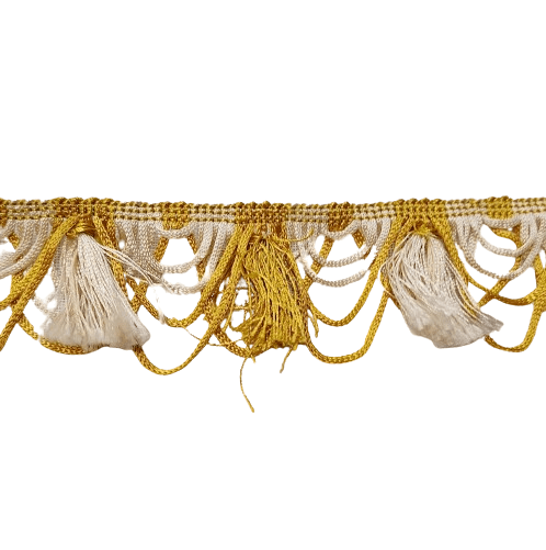 Pasamanería Flecos amarillo y beige - 2