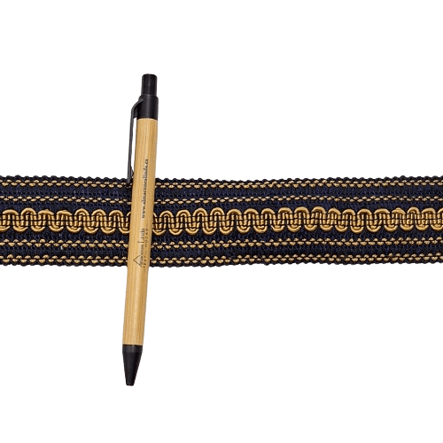 Galón decorativo azul marino y oro viejo