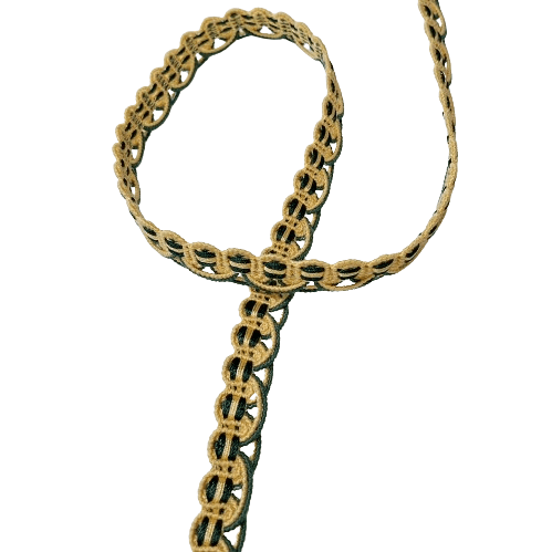 Galón algodón verde oscuro y amarillo - 1