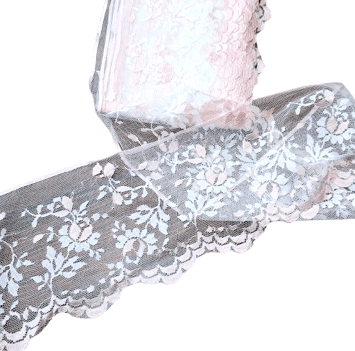 Puntilla de flores de blonda rosa y blanca - 1