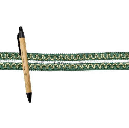 Galón de algodón doble verde con amarillo