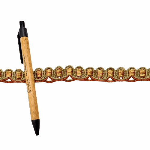 Galón algodón verde claro y naranja - 1