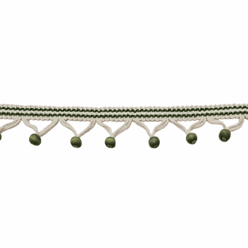 Pasamanería de puntilla con bolitas madera verde - 3