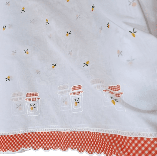 Tela visillo cocina Tarros naranja