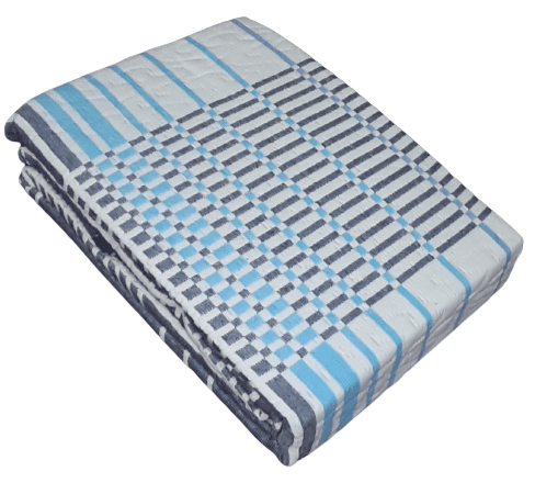 Colchas cuadros azul, marino y turquesa. Cama 90