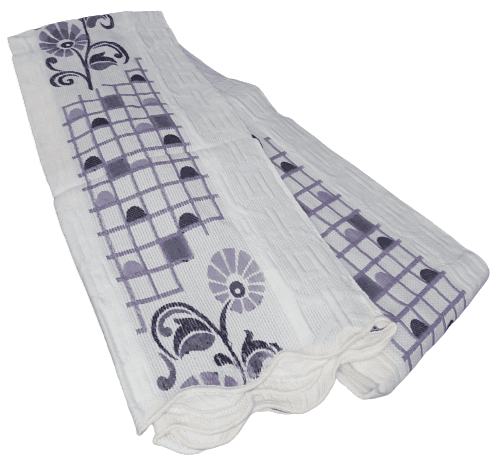 Colcha greca flores morada. CAMA 90 - 1