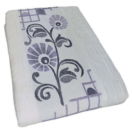 Colcha greca flores morada. CAMA 90 - 3