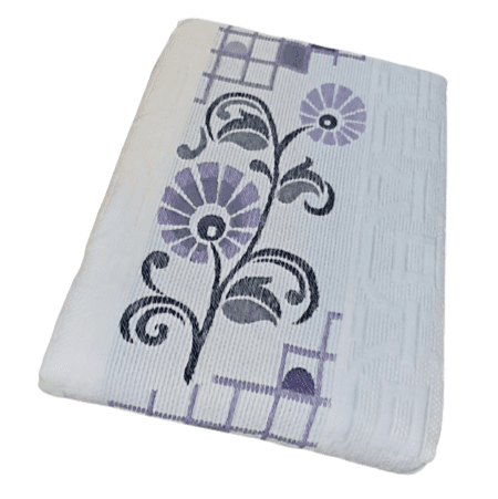 Colcha greca flores morada. CAMA 90 - 4