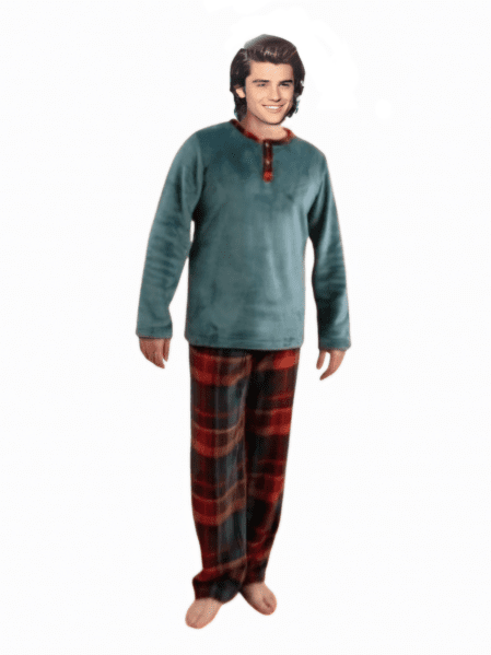Pijama de coralina Hombre verde