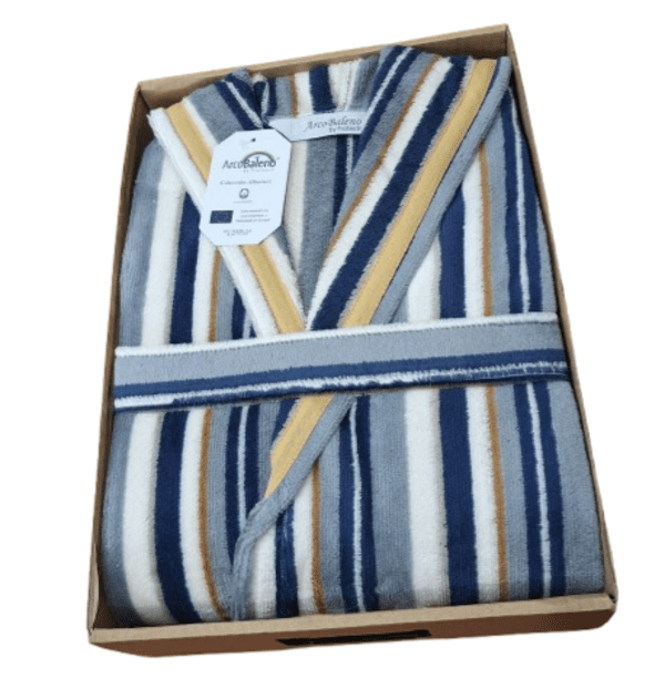 Albornoz rayitas grises y ocres XXL - 3