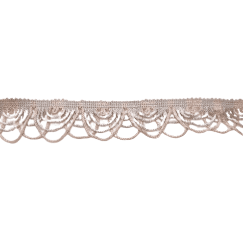 Pasamanería Flecos ondas gris y salmón